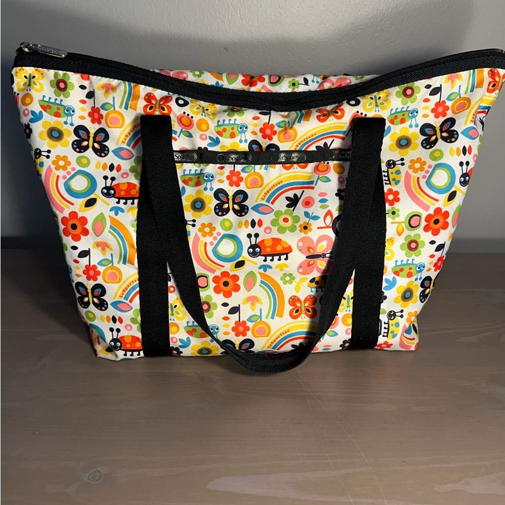 LeSportsac Zip Top Travel Tote Shoulder Bag Colorful Bright